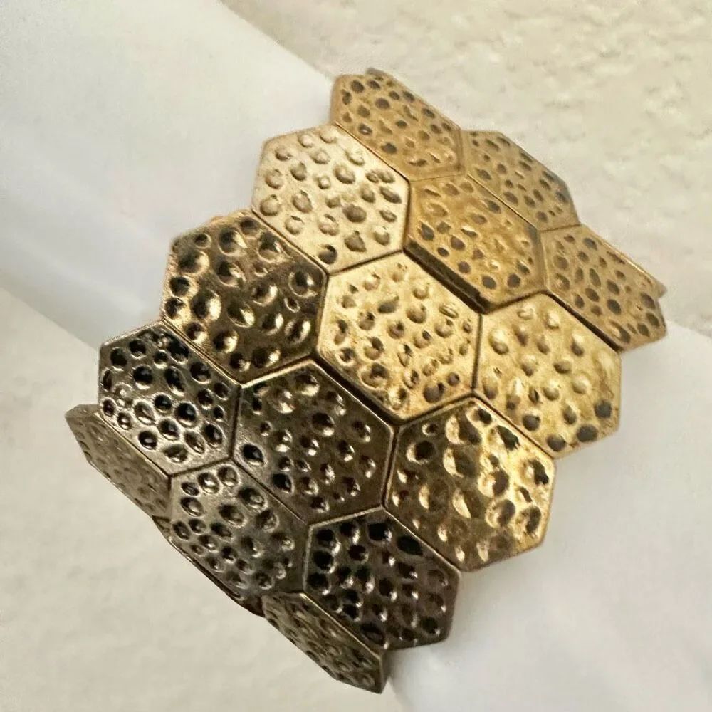 Gold tone wide stretchy bracelet